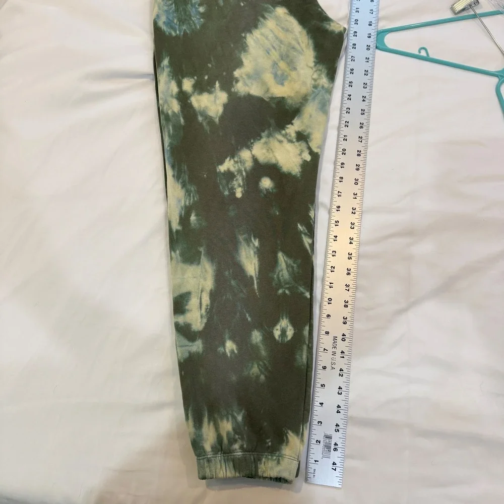 Jordan Flight Mens Large Custom Bleach Tie Dye Fleece Joggers Olive Green L
